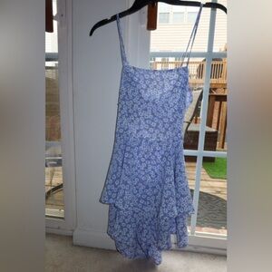 Blue floral SHEIN ruffle romper